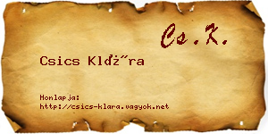 Csics Klára névjegykártya